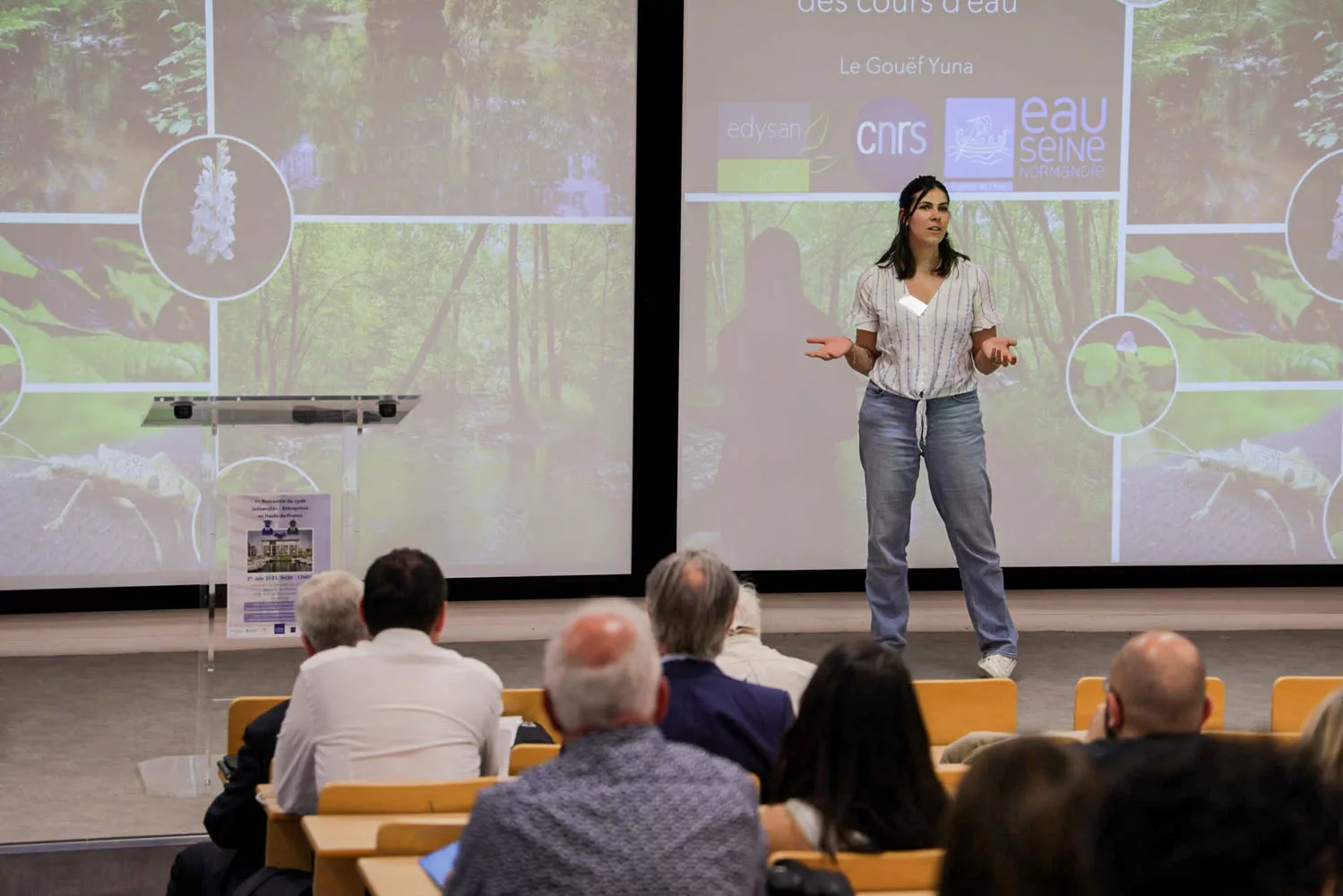 Photo d'une conférence en amphi lors de la 1re Rencontre Universités - Entreprises