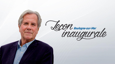 Visuel de la leçon inaugurale avec la photo de Jean Louis Debré