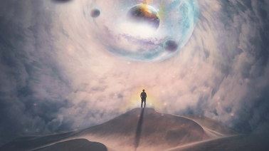 Illustration d'un homme au sommet d'une dune