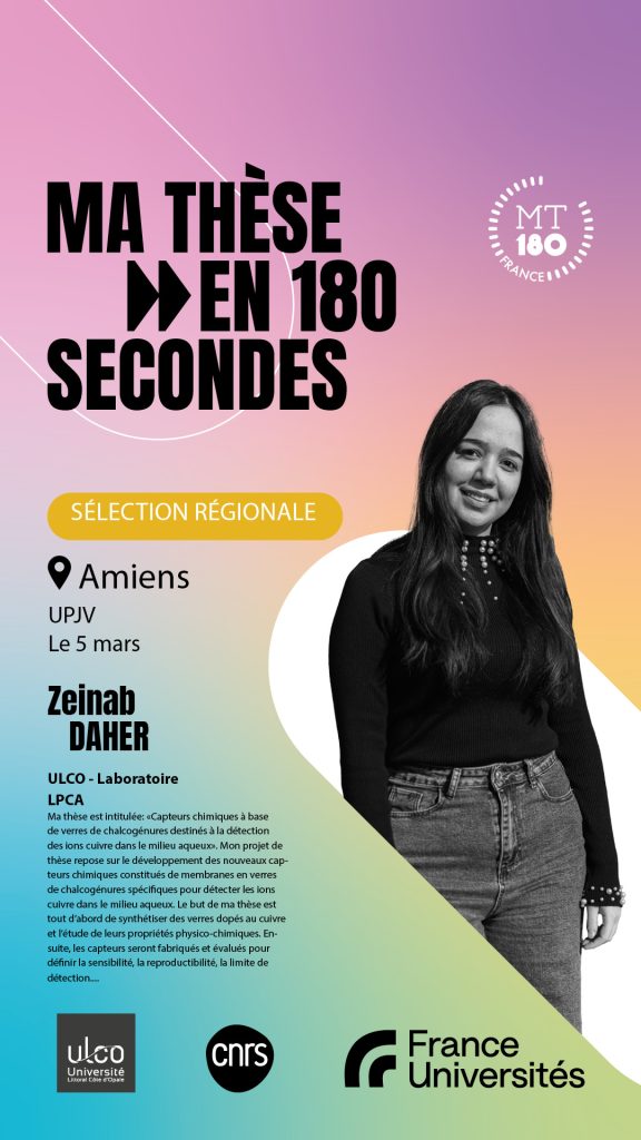 Affiche Ma thèse en 180 secondes : avec l'étudiant Zeinab DAHER