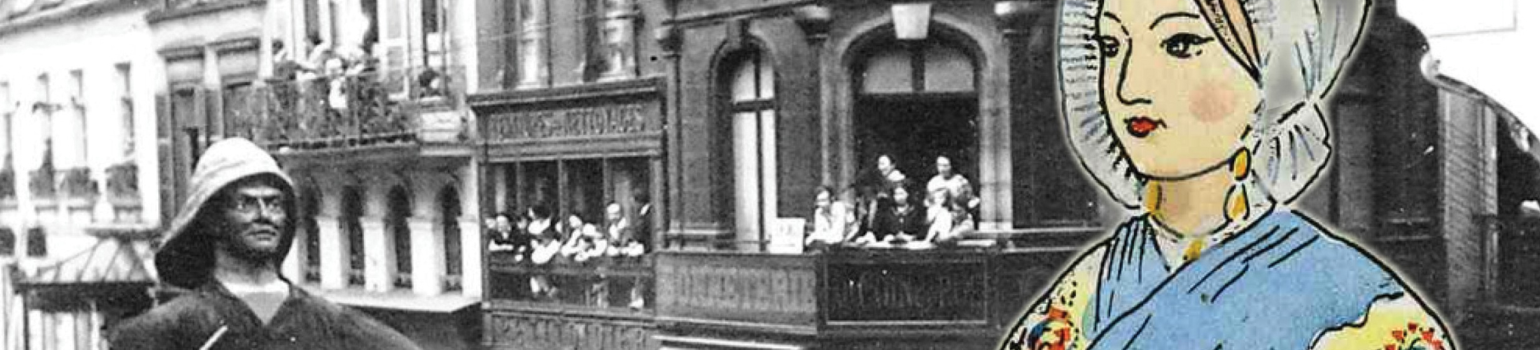 Photo ancienne d'un géant dans les rues de Boulogne