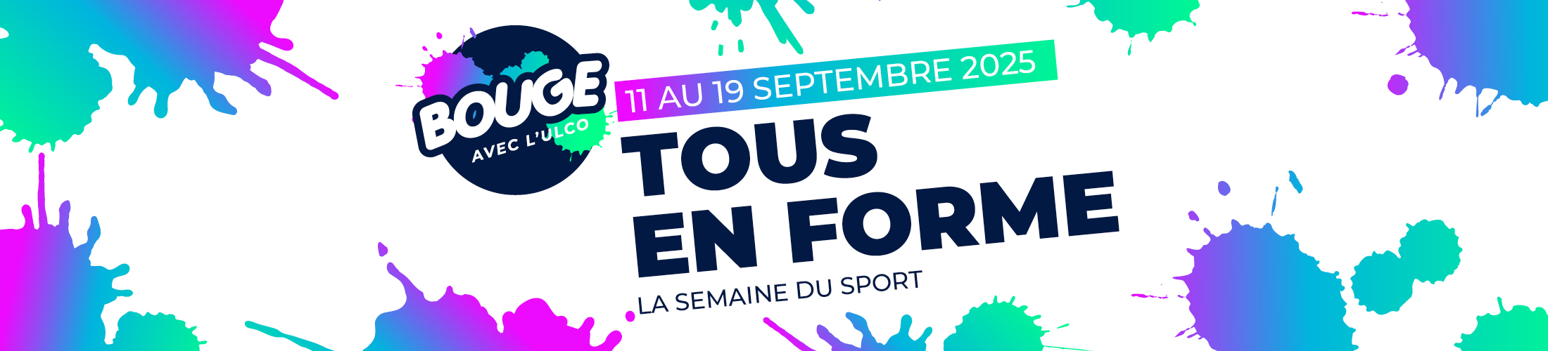 Bandeau Tous en forme avec des tâches d'encre et le logo Bouge avec l'ULCO
