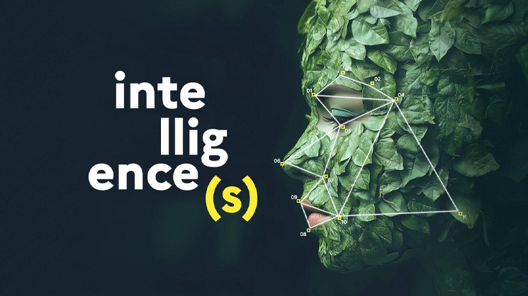 Visuel de la fête de la science 2025 avec le profil d'une femme couvert de feuilles vertes