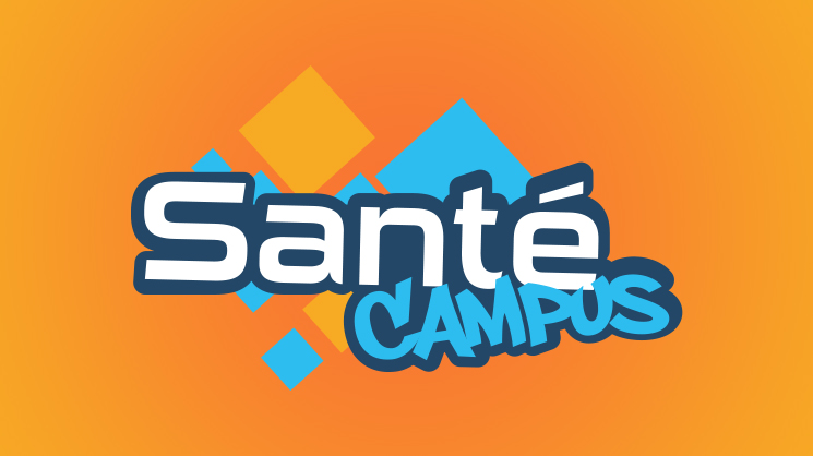 Logo jaune et bleu de Santé Campus
