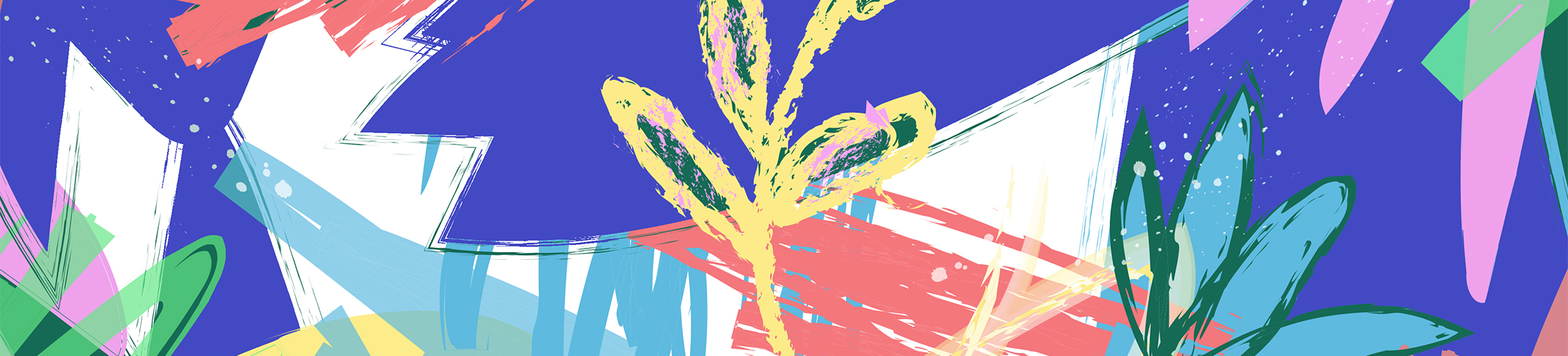 Visuel coloré avec des plantes et des feuilles