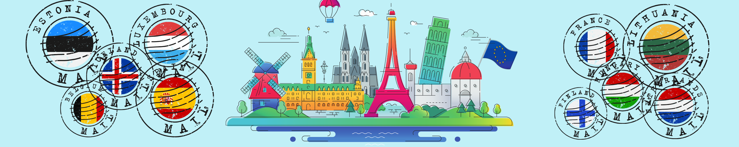 Bandeau représentant l'Europe de façon un peu caricaturée