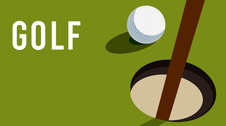 Illustration d'un club de golf est d'une balle sur du gazon